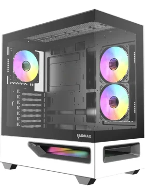 Gabinete Raidmax Hurrikan H200 E-Atx Argb Pwm White/Black