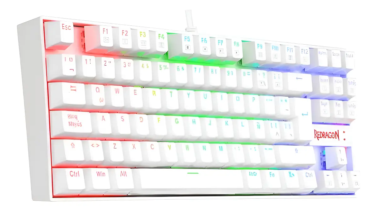 Teclado Redragon Kumara White Red Switch Spanish Rainbow K552W-Kr-Sp