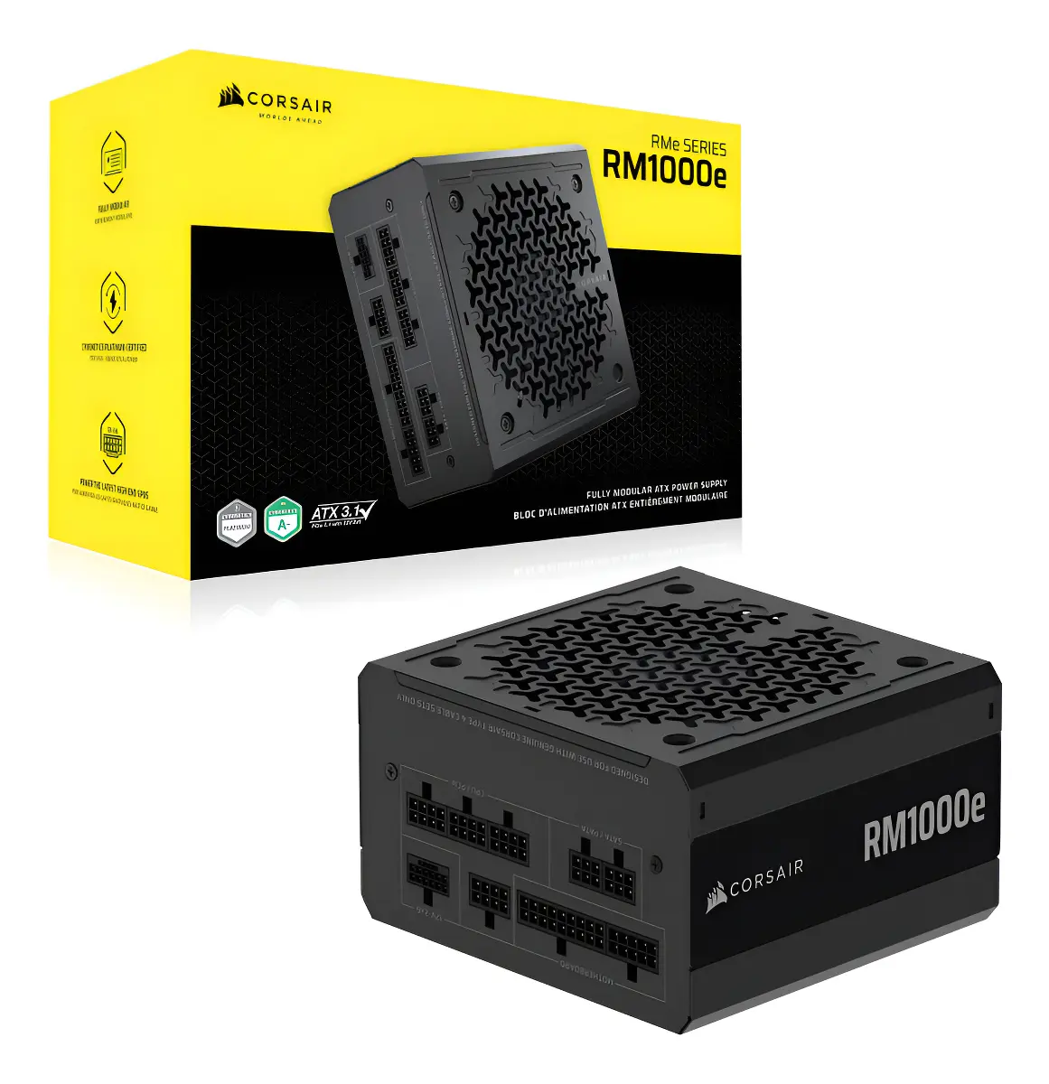 Fuente Corsair Rm1000E 1000W Cybenetics Gold Full Modular Pcie 5.1 / Atx 3.1 Black (1280)