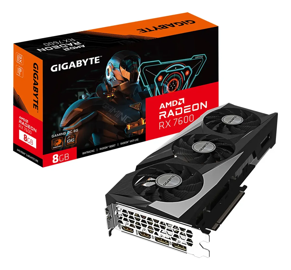 Placa de Video Gigabyte Radeon Rx 7600 Gaming Oc 8Gb