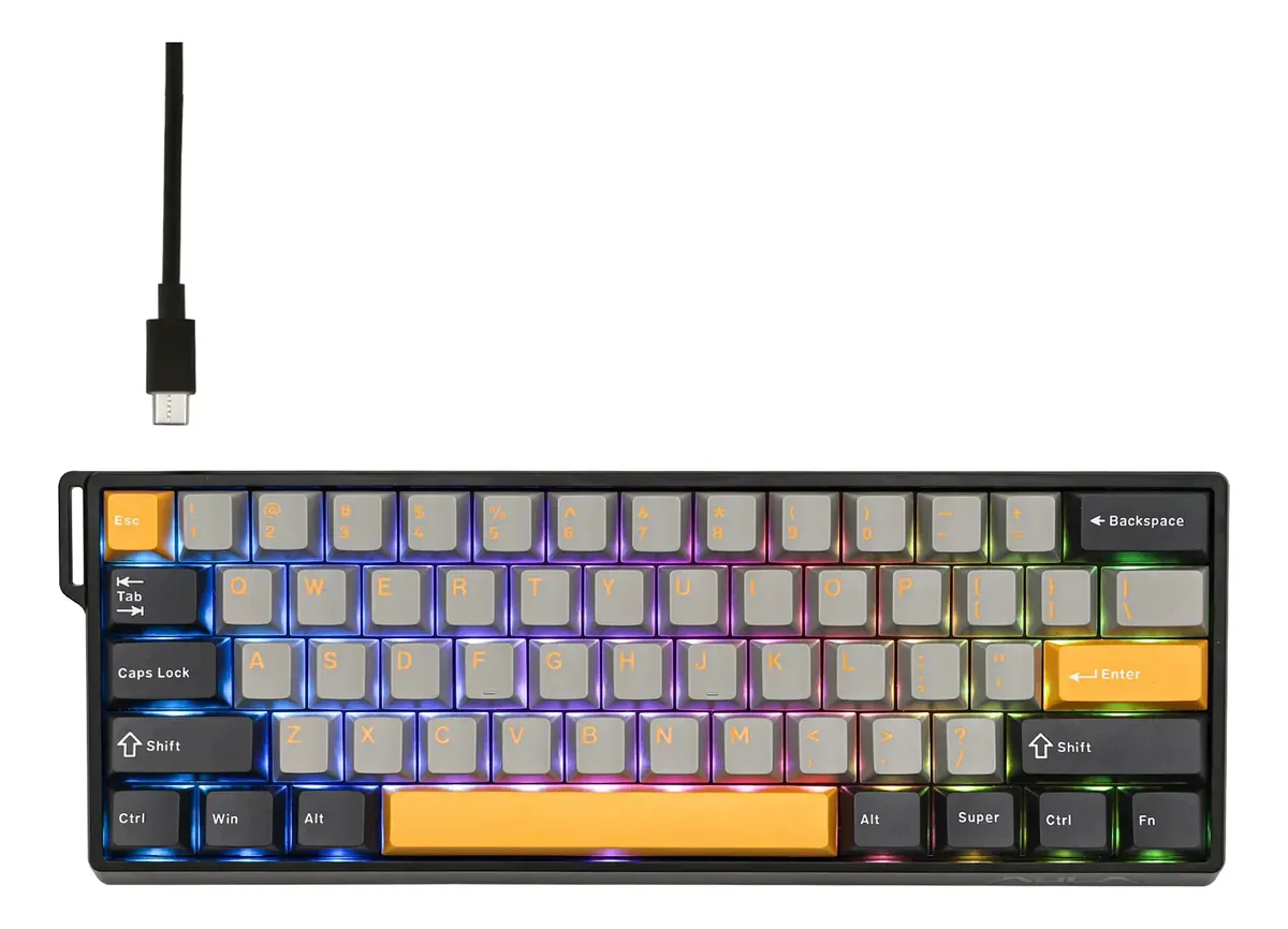Teclado Mecanico Gamer Aula Win60He Max Dark Grey-Light Grey-Yellow