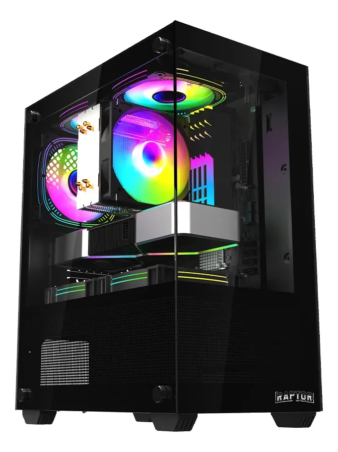 Gabinete Raptor Nova Prime Tg X2 Mid-Tower Rgb Fan X3 Black