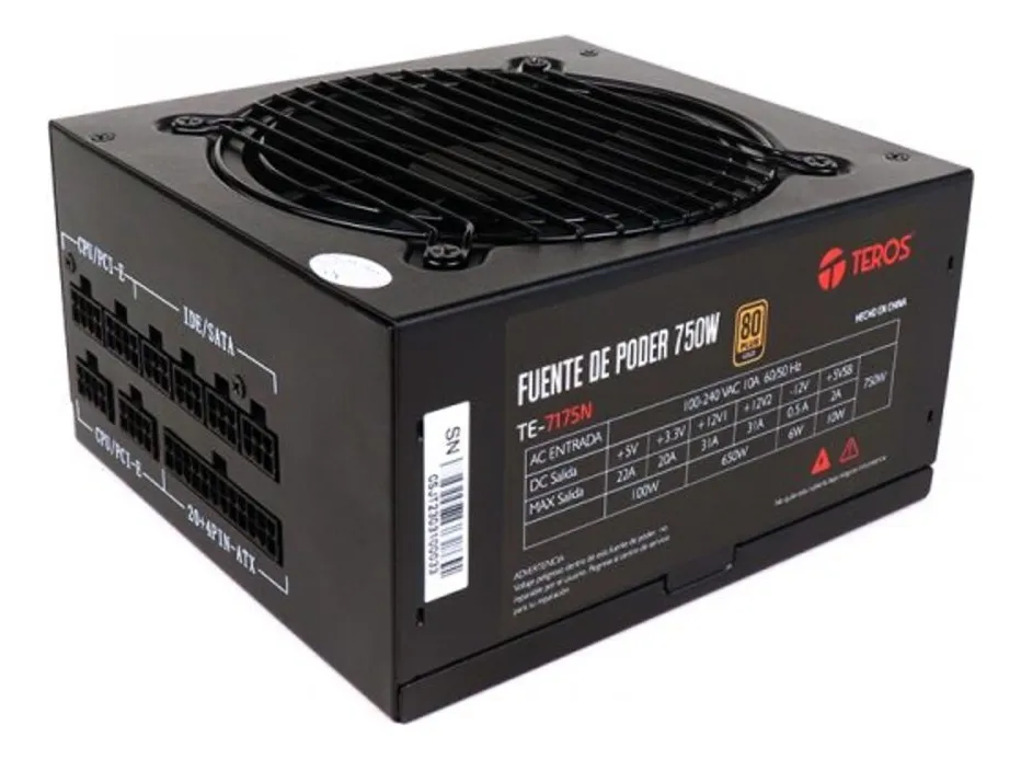 Fuente Teros Te-7175N 750W 80 Plus Gold Atx Full Modular
