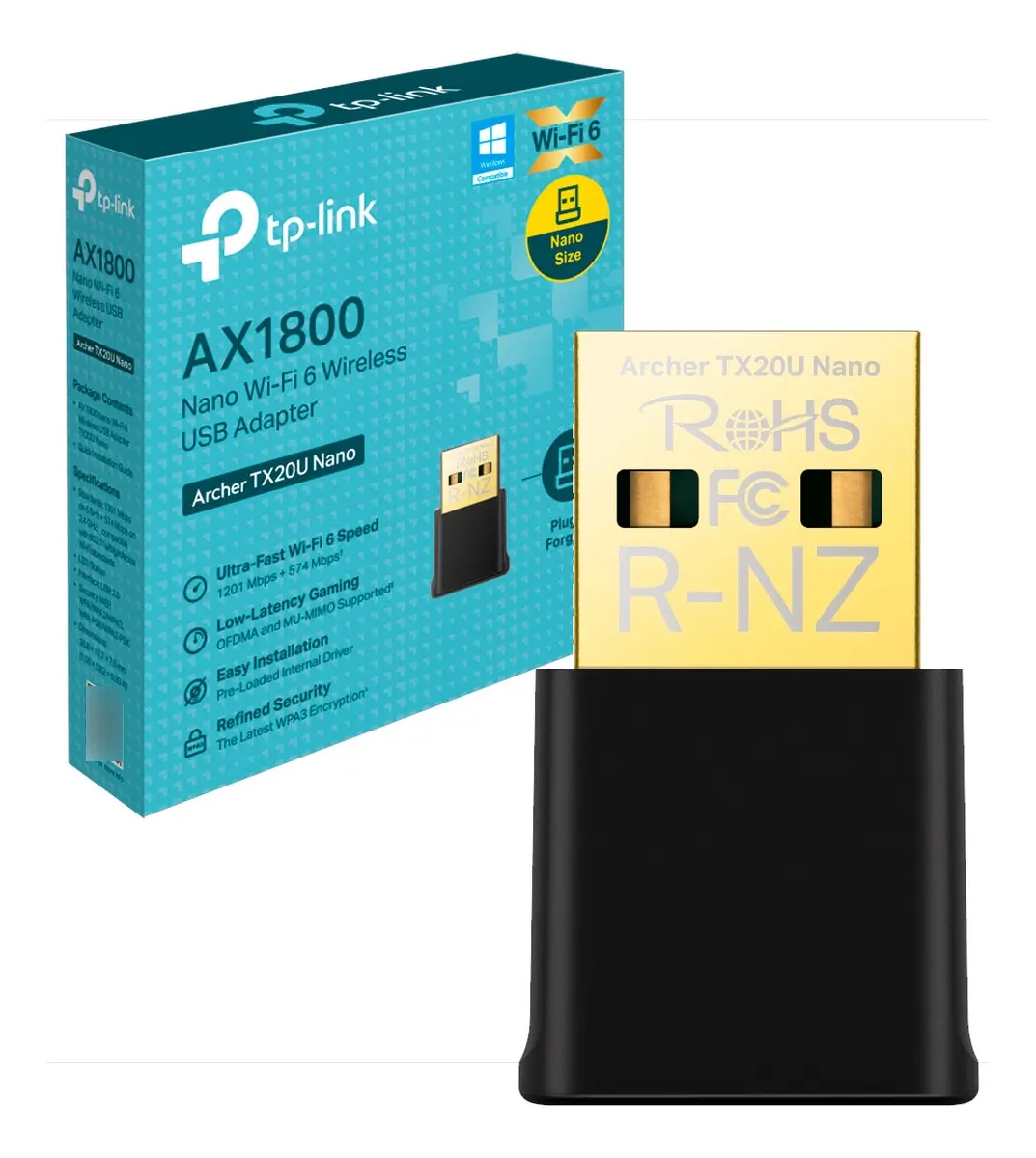 Placa de Red TP-Link Archer TX20U Nano USB AX1800 WiFi 6