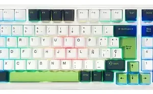 Teclado Mecanico Wireless Aula F99 White-Green Wired